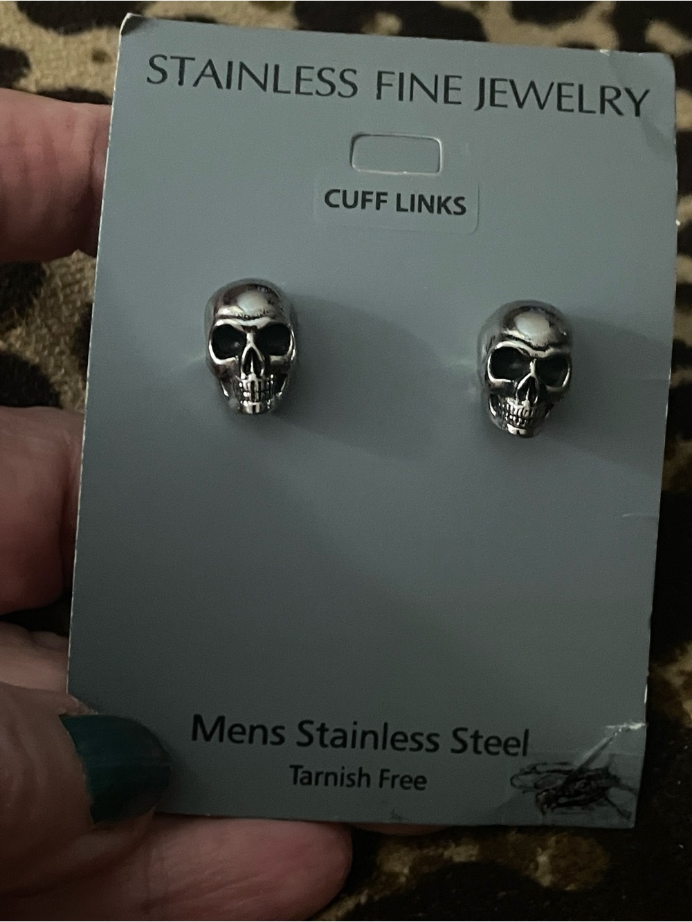 New Men's Stainless Steel Skull Cufflinks - Silver
